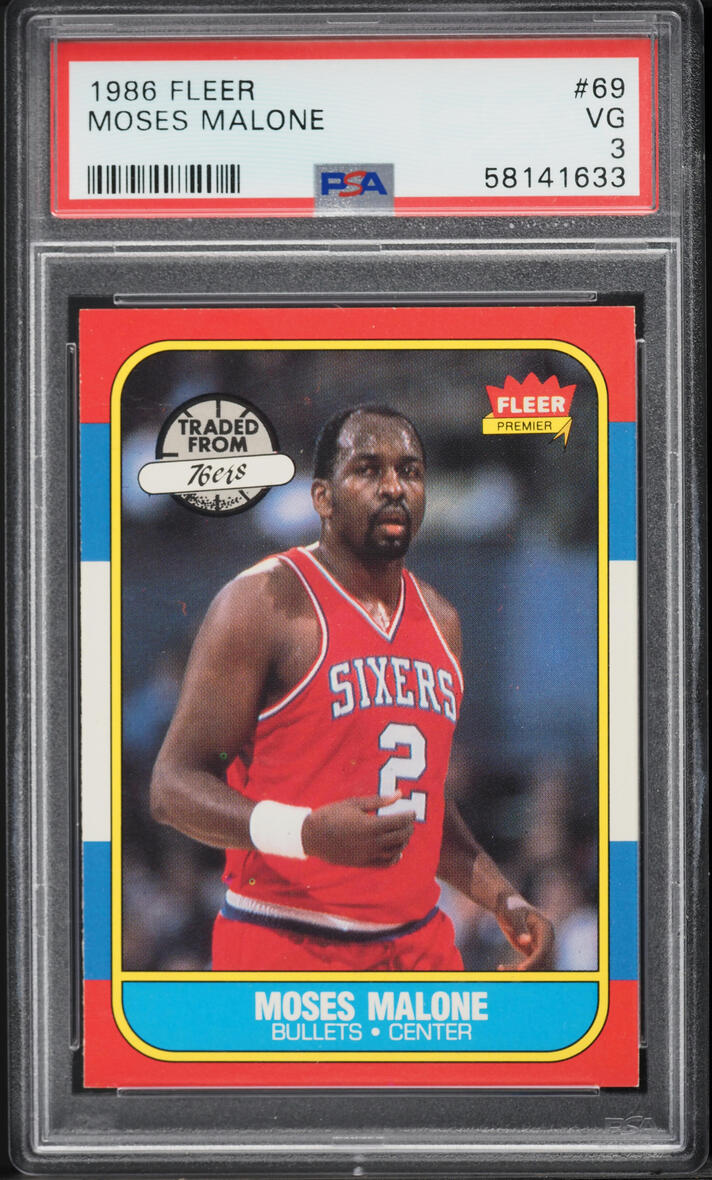 1986 Fleer Basketball Moses Malone #69 PSA 3 VG