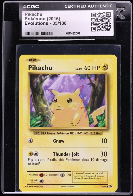 2016 Pokemon XY Evolutions Pikachu #35 CGC AUTH