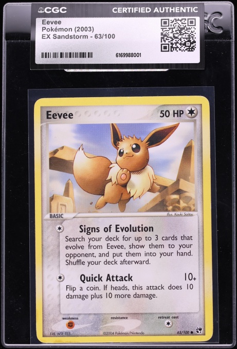 2003 Pokemon EX Sandstorm Eevee #63 CGC AUTH