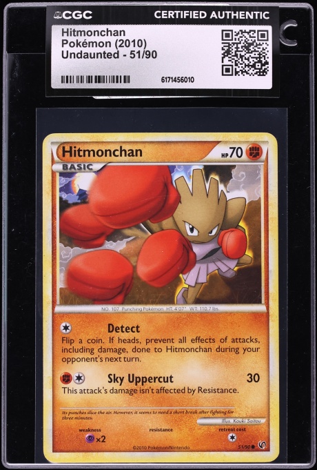 2010 Pokemon Heartgold & Soulsilver Undaunted Hitmonchan #51 CGC AUTH