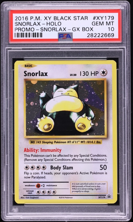 2016 Pokemon XY Black Star Promo GX Box Holo Snorlax #XY179 PSA 10 GEM MINT