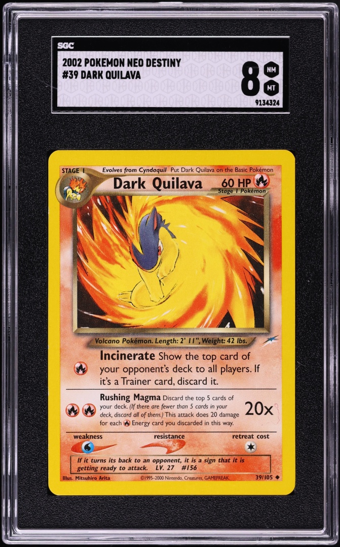 2002 Pokemon Neo Destiny Dark Quilava #39 SGC 8 NM-MT
