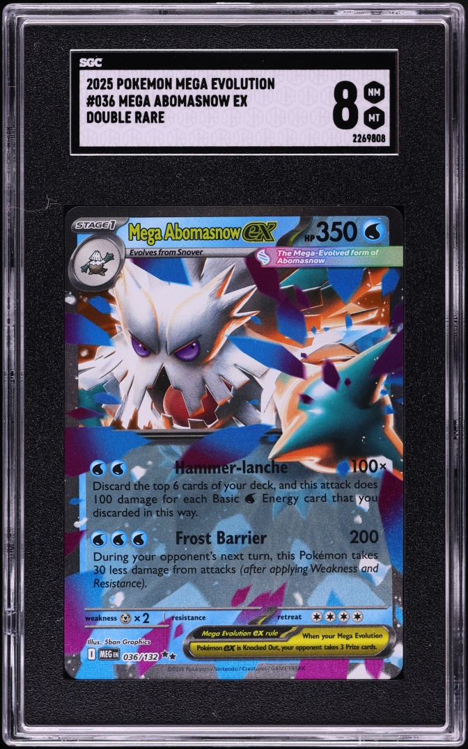2025 Pokemon Mega Evolution Holo Mega Abomasnow Ex #036 SGC 8 NM-MT