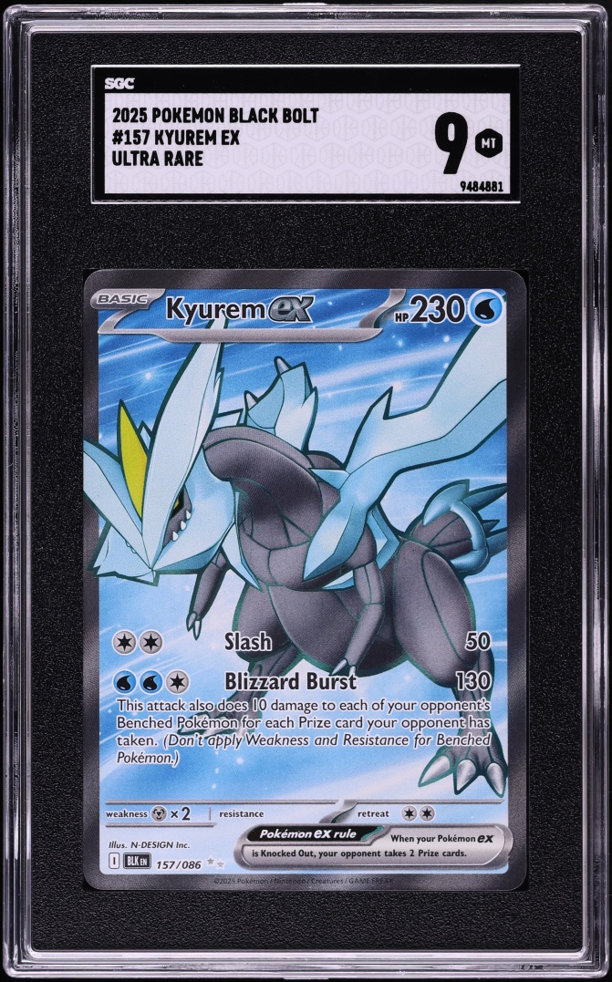 2025 Pokemon Scarlet & Violet Black Bolt Full Art Kyurem ex #157 SGC 9 MINT