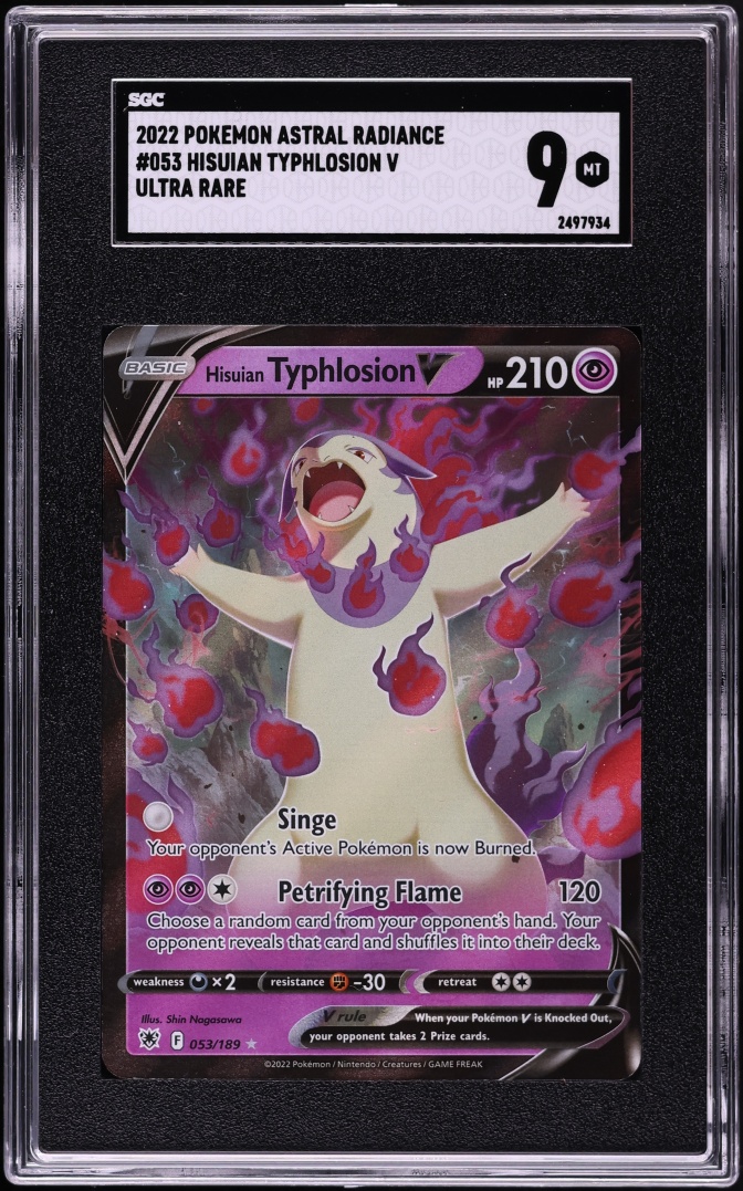 2022 Pokemon Sword & Shield Astral Radiance Holo Hisuian Typhlosion V #053 SGC 9 MINT
