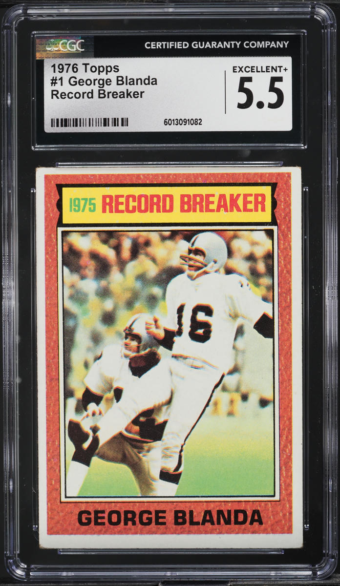 1976 Topps Football George Blanda RECORD BREAKER #1 CGC 5.5 EX+