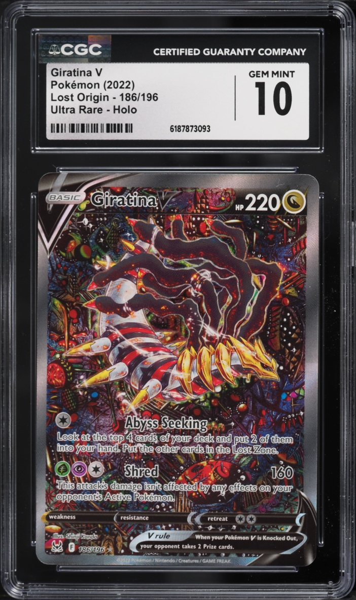 2022 Pokemon Sword & Shield Lost Origin Full Art Giratina V #186 CGC 10 GEM MINT