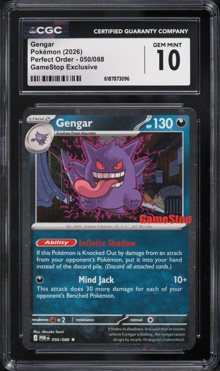 2026 Pokemon Mega Evolution Perfect Order GameStop Exclusive Gengar #50 CGC 10 GEM MINT
