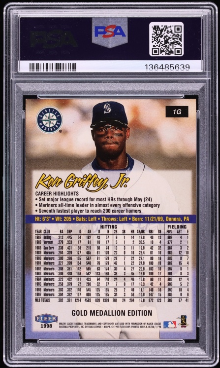 1998 Ultra Gold Medallion Ken Griffey Jr. #1G PSA 9 MINT - Photo 2