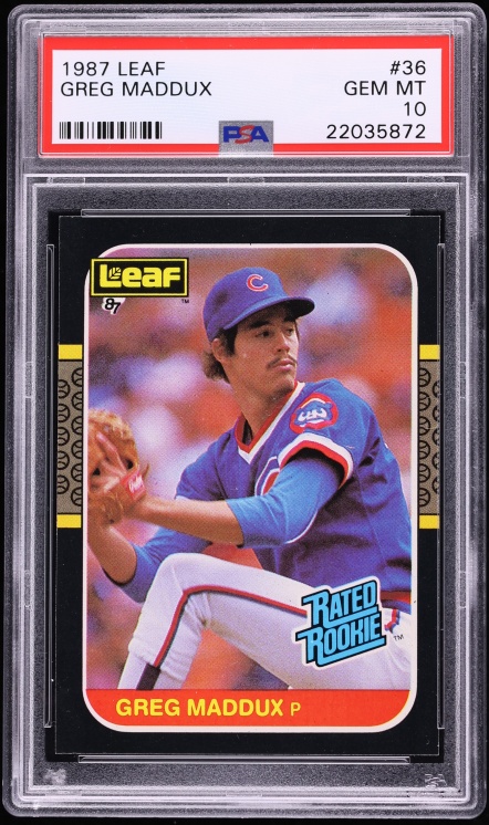 1987 Leaf Greg Maddux ROOKIE #36 PSA 10 GEM MINT - Photo 1