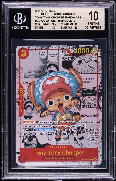 2024 One Piece The Best Premium Booster Manga Art Tony Tony Chopper #EB01-006 BGS 10 PRISTINE