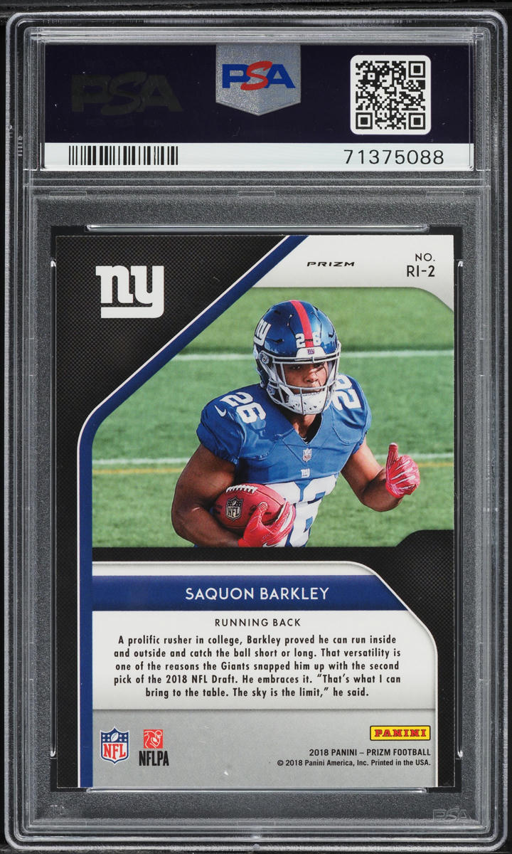 2018 Panini Prizm Introduction Silver Saquon Barkley ROOKIE #RI-2 PSA 10 GEM