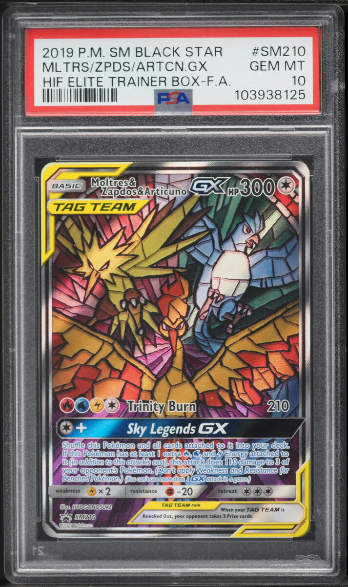 2019 Pokemon SM Promo Hidden Fates ETB Alt Art Moltres Zapdos Articuno GX #SM210 PSA 10