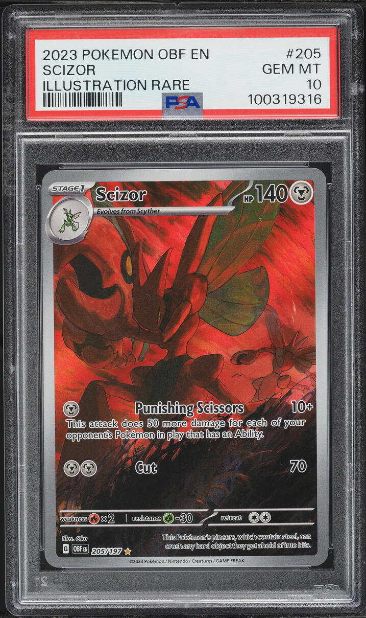 2023 Pokemon Scarlet & Violet Obsidian Flames IR Scizor #205 PSA 10 GEM MINT