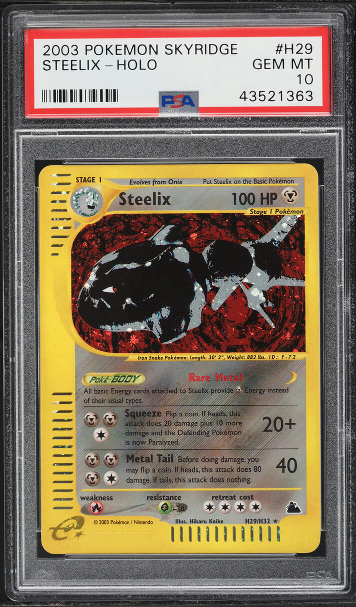 2003 Pokemon Skyridge Holo Steelix #H29 PSA 10 GEM MINT