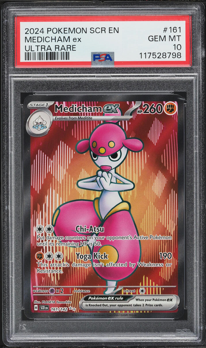 2024 Pokemon Scarlet & Violet Stellar Crown Full Art Medicham Ex #161 PSA 10 GEM MINT