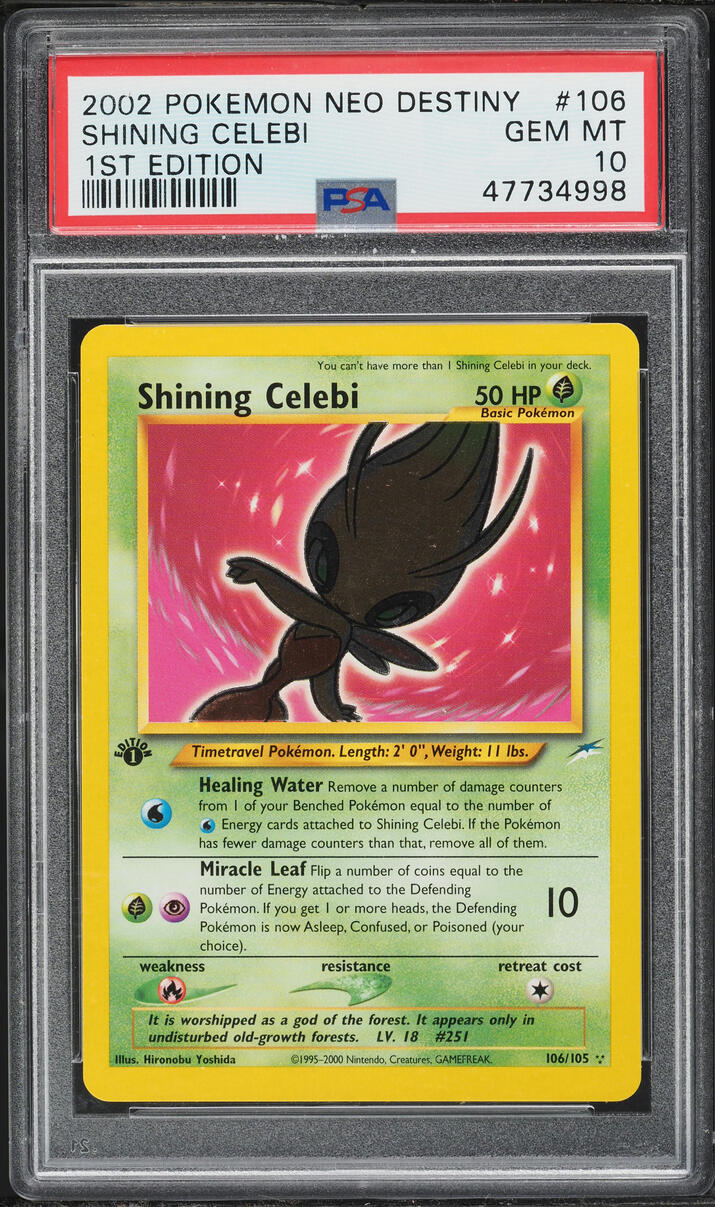 2002 Pokemon Neo Destiny 1st Edition Shining Celebi #106 PSA 10 GEM MINT