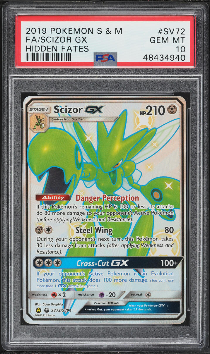 2019 Pokemon Sun & Moon Hidden Fates Shiny Scizor GX #SV72 PSA 10 GEM MINT