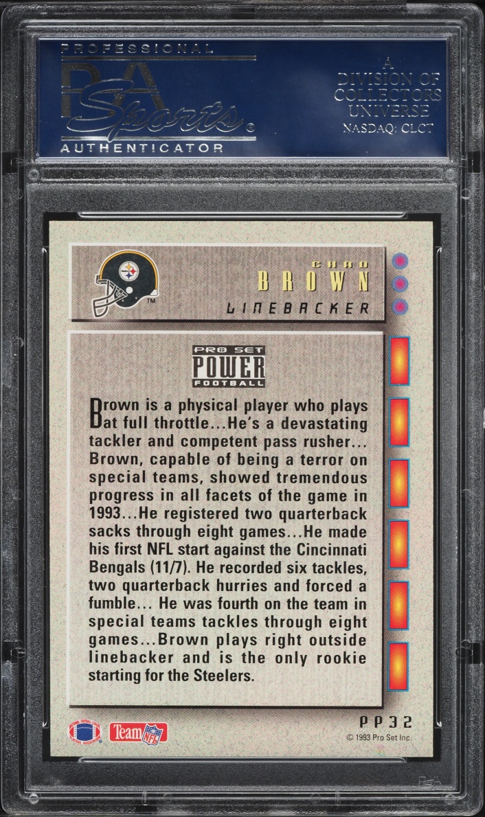 1993 Pro Set Power Update Power Prospects Chad Brown ROOKIE #PP32 PSA 10 GEM MINT