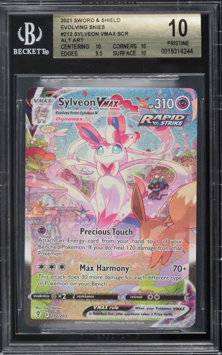 2021 Pokemon Sword & Shield Evolving Skies Alt Art Sylveon VMAX #212 BGS 10 PRISTINE