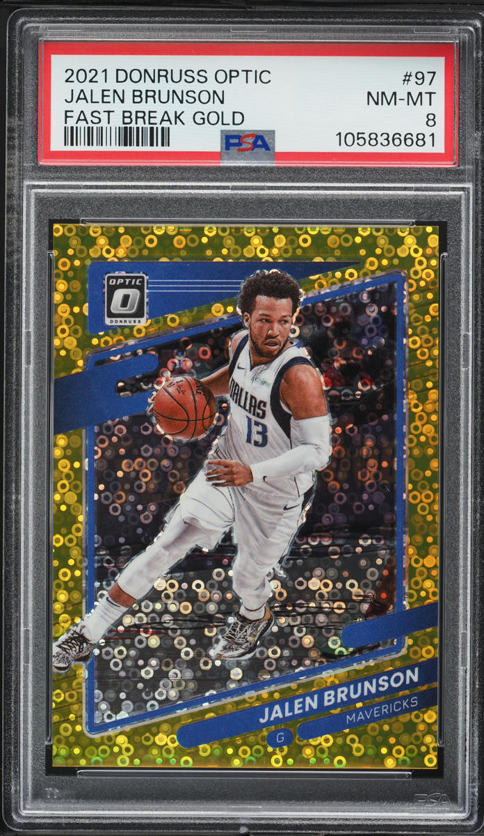2021 Donruss Optic Fast Break Gold Jalen Brunson /10 #97 PSA 8 NM-MT