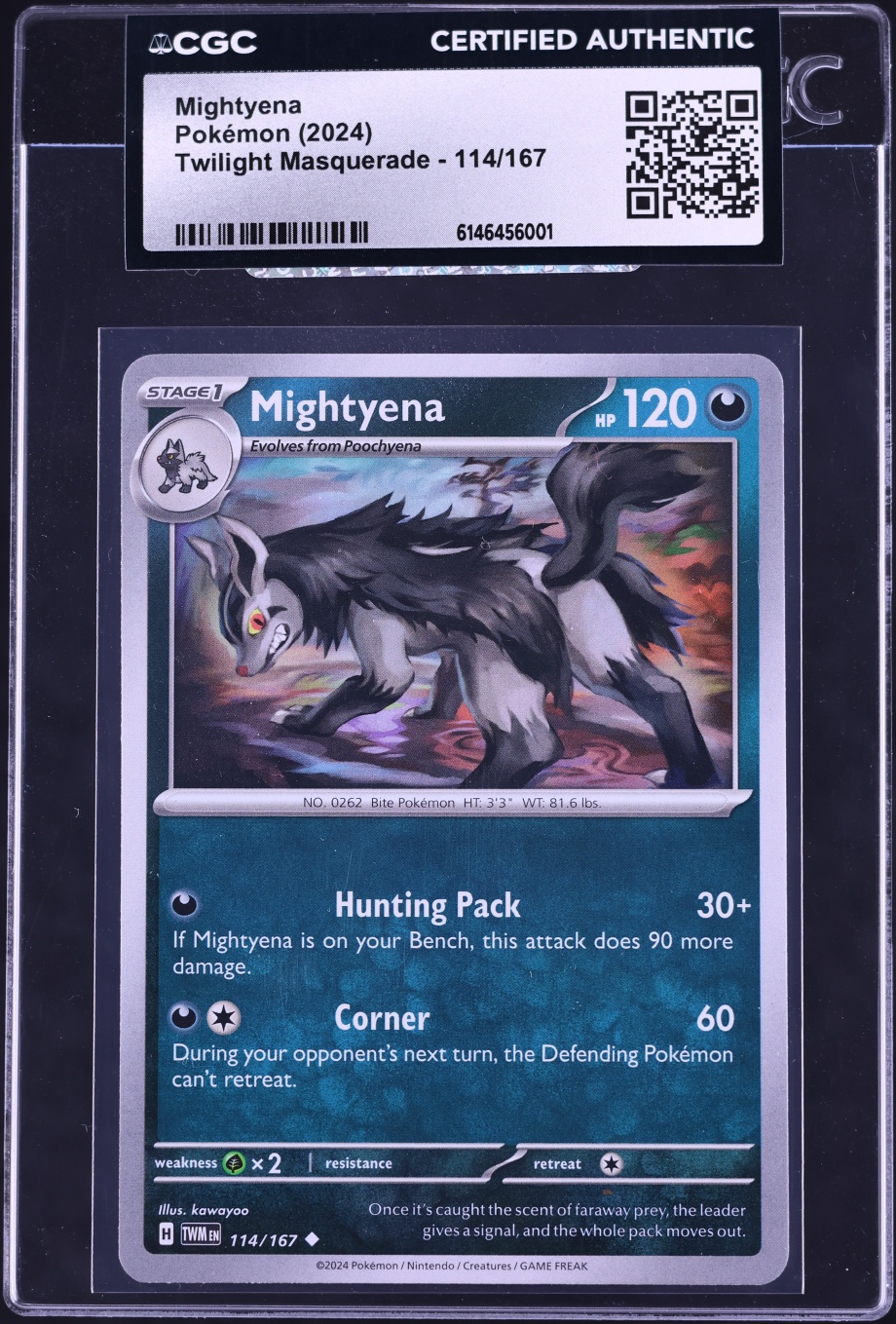 2024 Pokemon Twilight Masquerade Mightyena #114 CGC AUTH