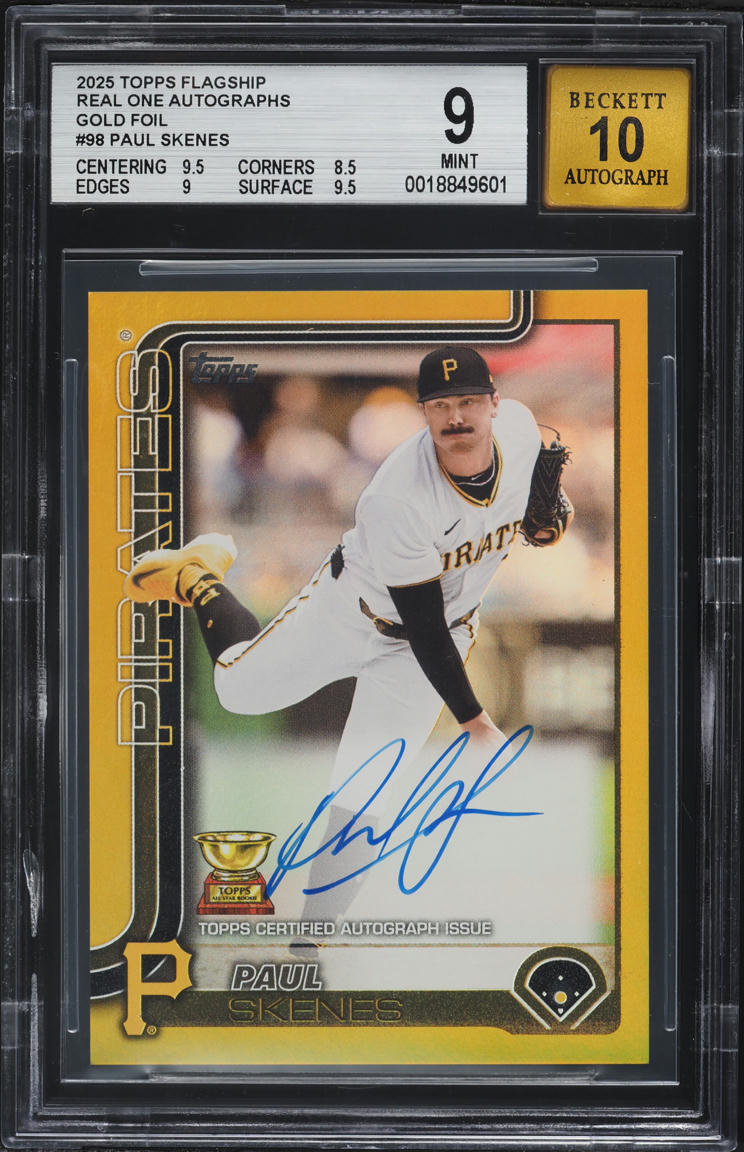 2025 Topps Flagship Real One Gold Foil Paul Skenes AUTO /50 #98 BGS 9 MINT