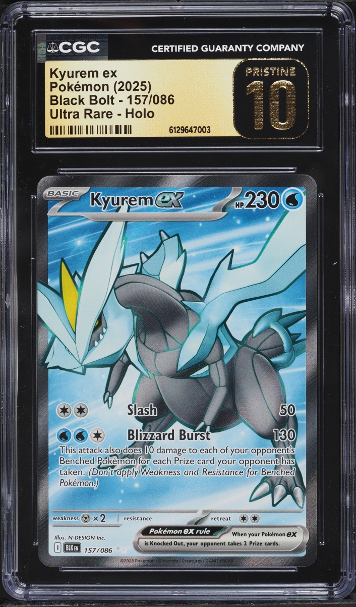 2025 Pokemon Scarlet & Violet Black Bolt Full Art Kyurem ex #157 CGC 10 PRISTINE
