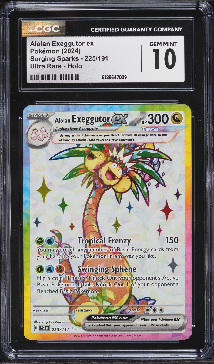 2024 Pokemon Scarlet & Violet Surging Sparks Full Art Alolan Exeggutor ex #225 CGC 10 GEM MINT