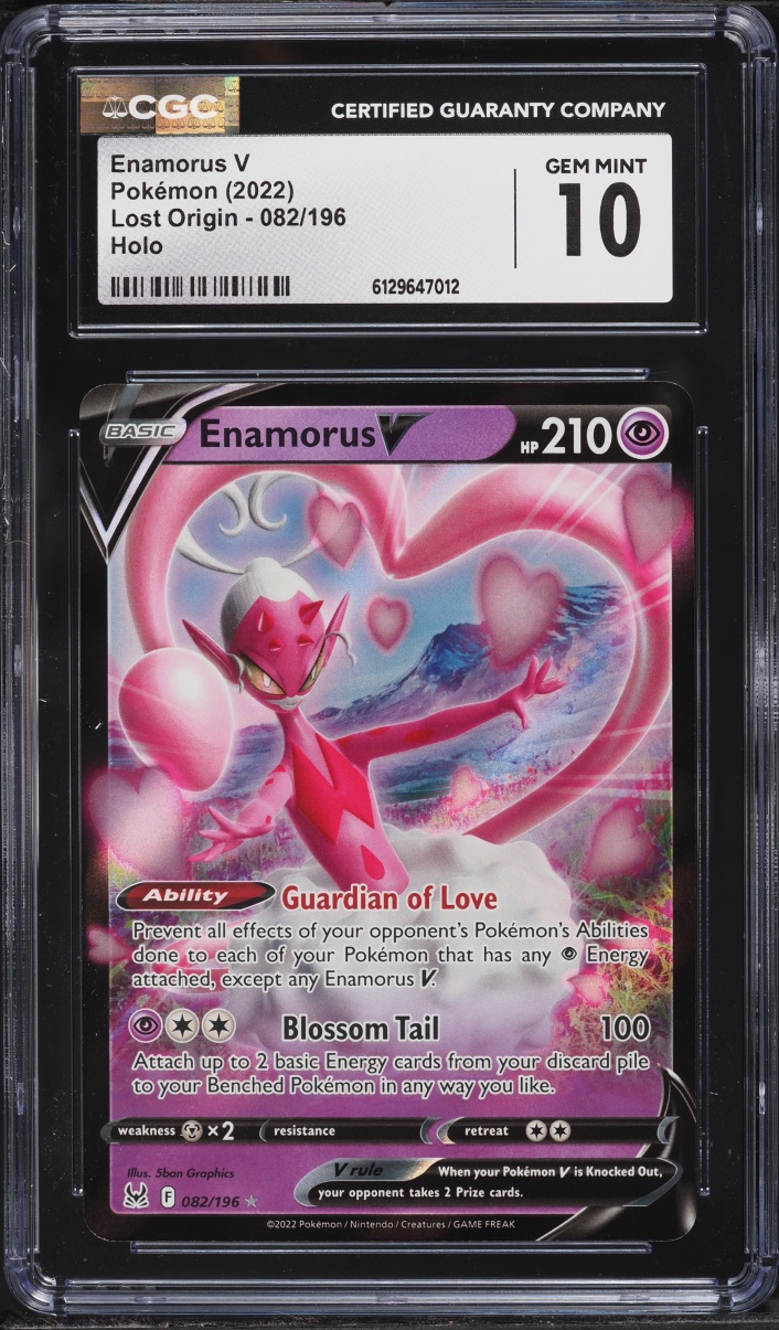 2022 Pokemon Sword & Shield Lost Origin Holo Enamorus V #82 CGC 10 GEM MINT