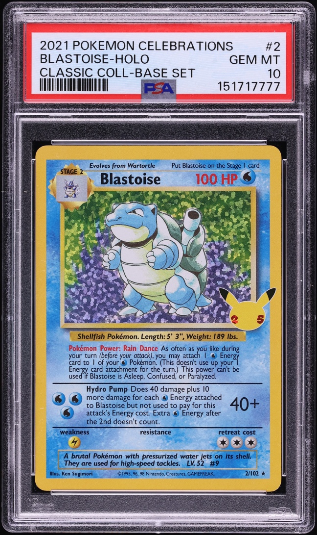 2021 Pokemon Sword & Shield Celebrations Classic Collection Holo Blastoise #2 PSA 10 GEM MINT