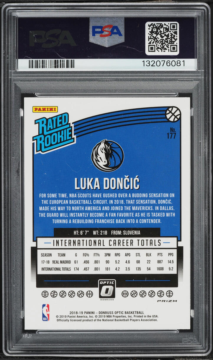 2018 Donruss Optic Hyper Pink Luka Doncic ROOKIE #177 PSA 9 MINT