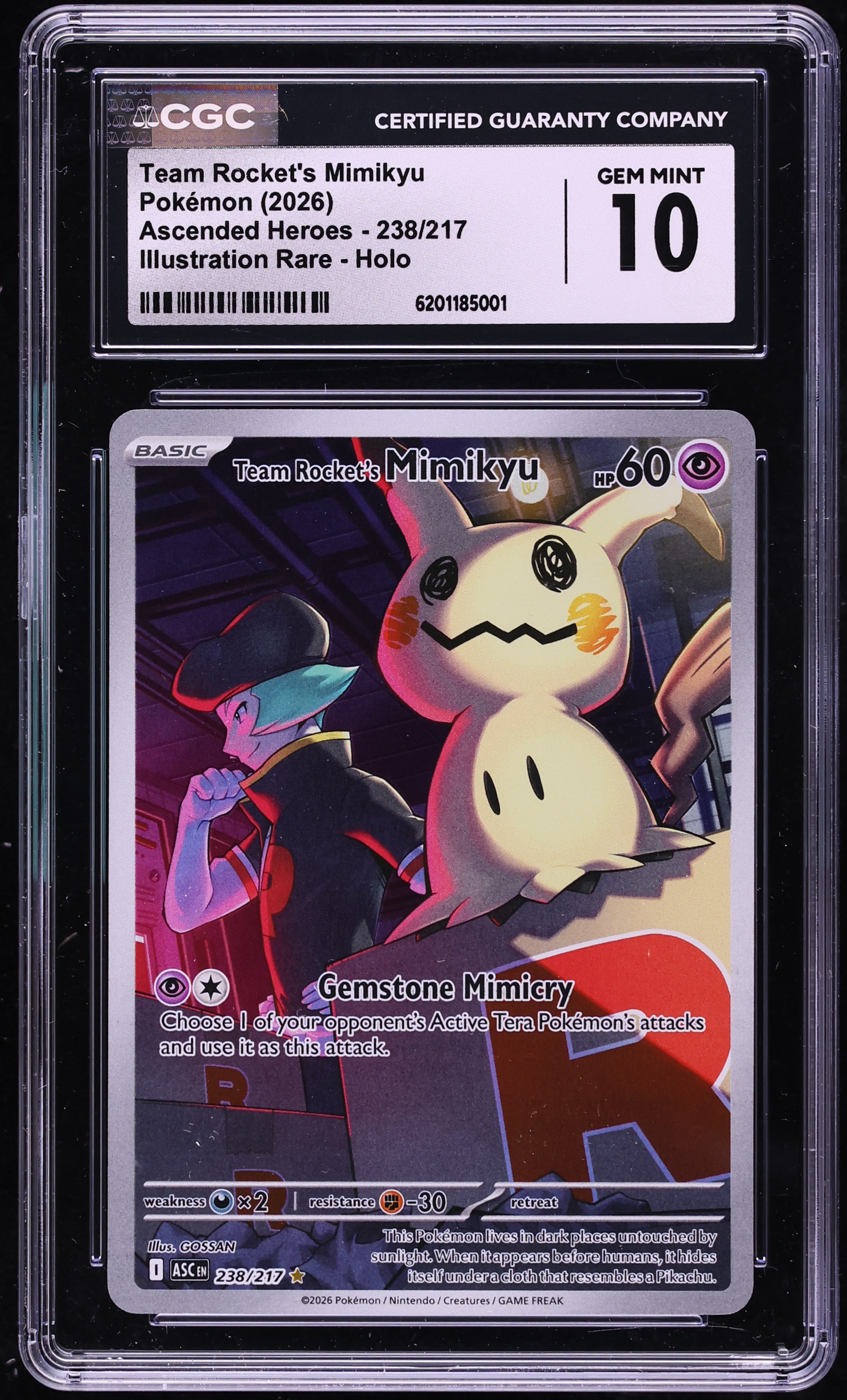 2026 Pokemon Mega Evolution Ascended Heroes IR Team Rocket's Mimikyu #238 CGC 10 GEM MINT