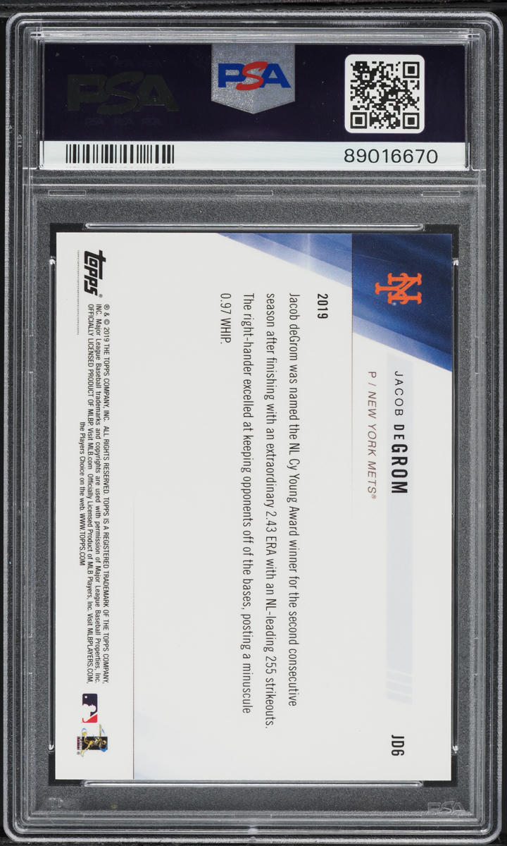 2019 Topps Now Future Award Winners Chrome Superfractor Jacob DeGrom 1/1 #JD6 PSA 10 GEM MINT