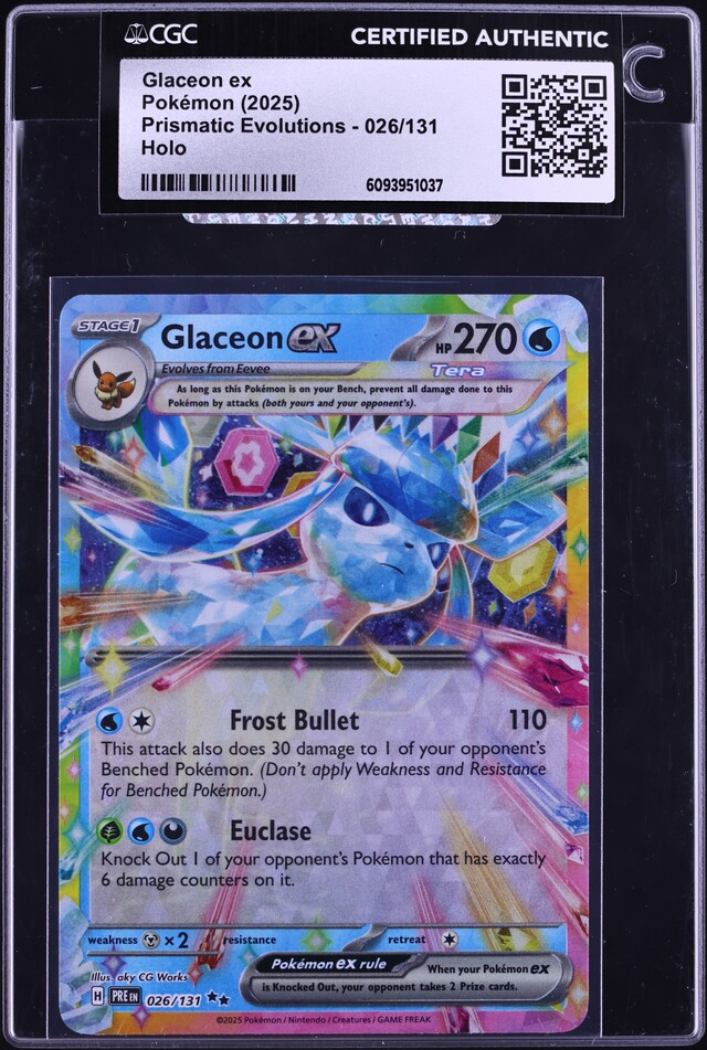 2025 Pokemon SV Prismatic Evolutions Glaceon ex #26 CGC 10 GEM