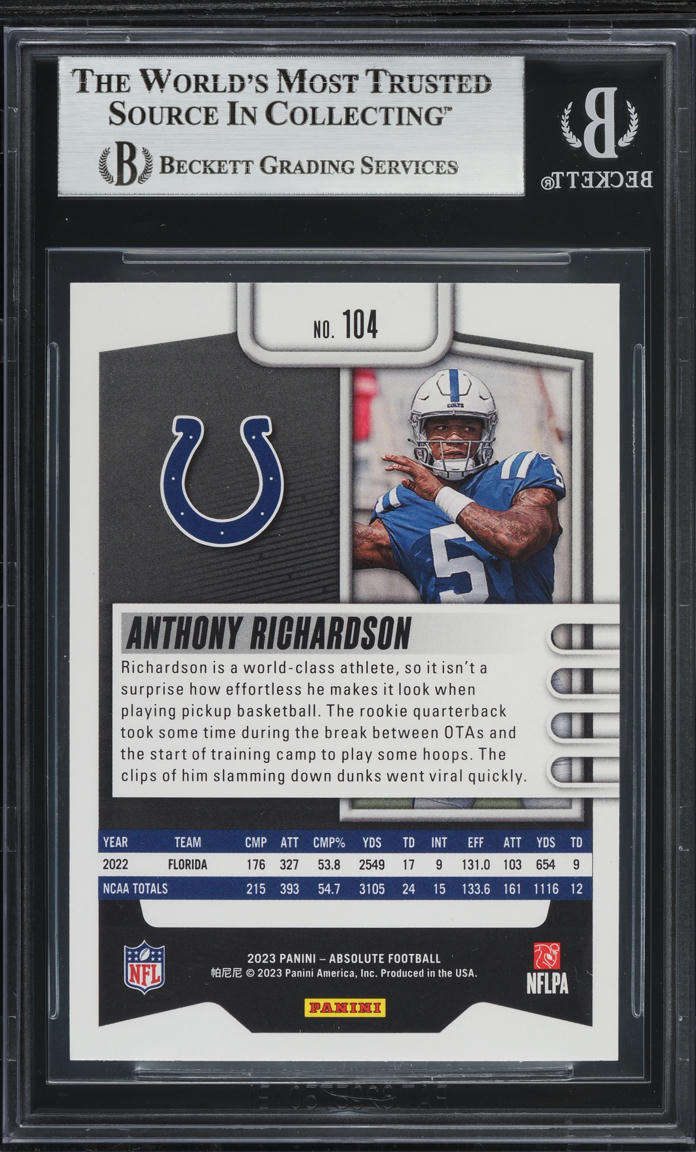 2023 Absolute Football Anthony Richardson ROOKIE #104 BGS 9 MINT