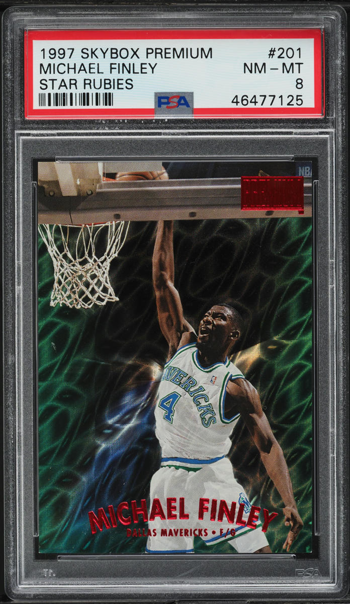 1997 Skybox Premium Star Rubies Michael Finley /50 #201 PSA 8 NM-MT