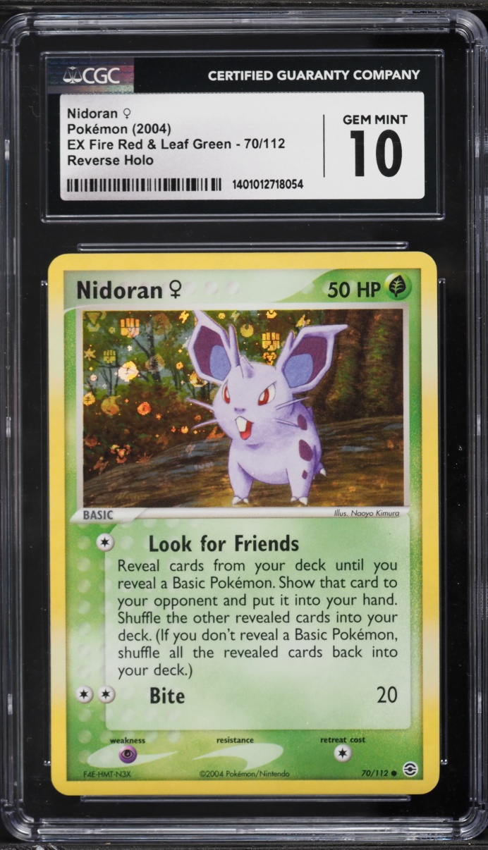 2004 Pokemon EX Fire Red & Leaf Green Reverse Holo Nidoran #70 CGC 10 GEM MINT