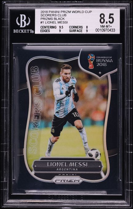 2018 Panini Prizm World Cup Scorers Club Black Lionel Messi 1/1 #SC-1 BGS 8.5 NM-MT+