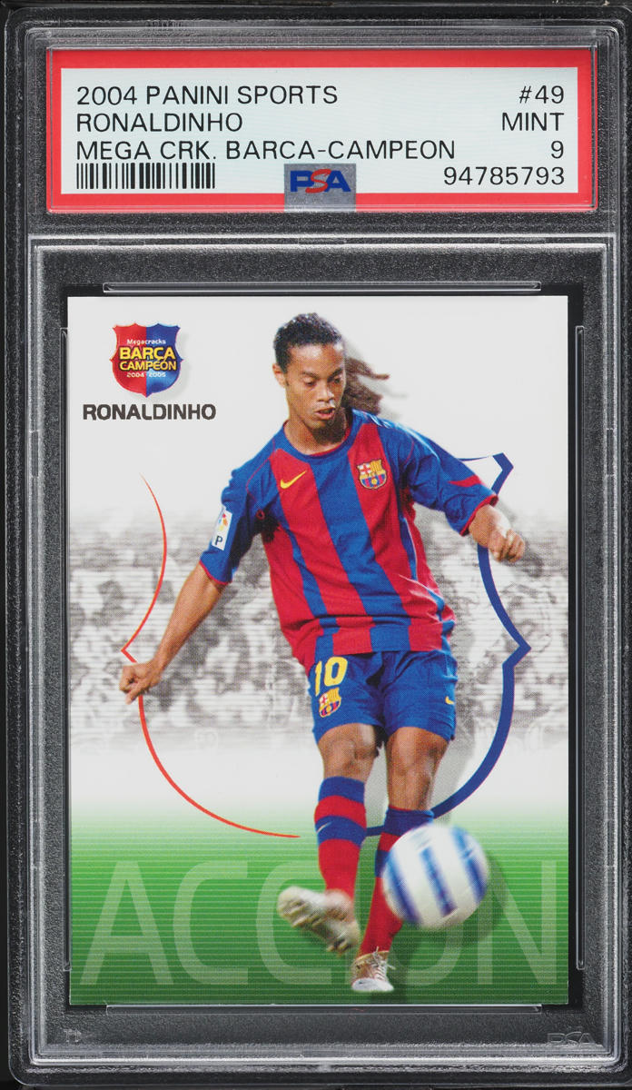 2004 Panini Sports Mega Cracks Barca Campeon Ronaldinho #49 PSA 9 MINT