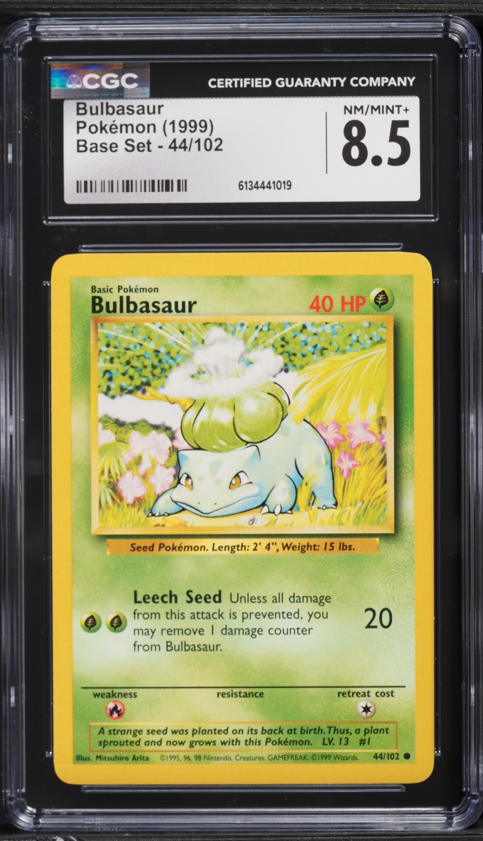 1999 Pokemon Base Set Bulbasaur #44 CGC 8.5 NM-MT+