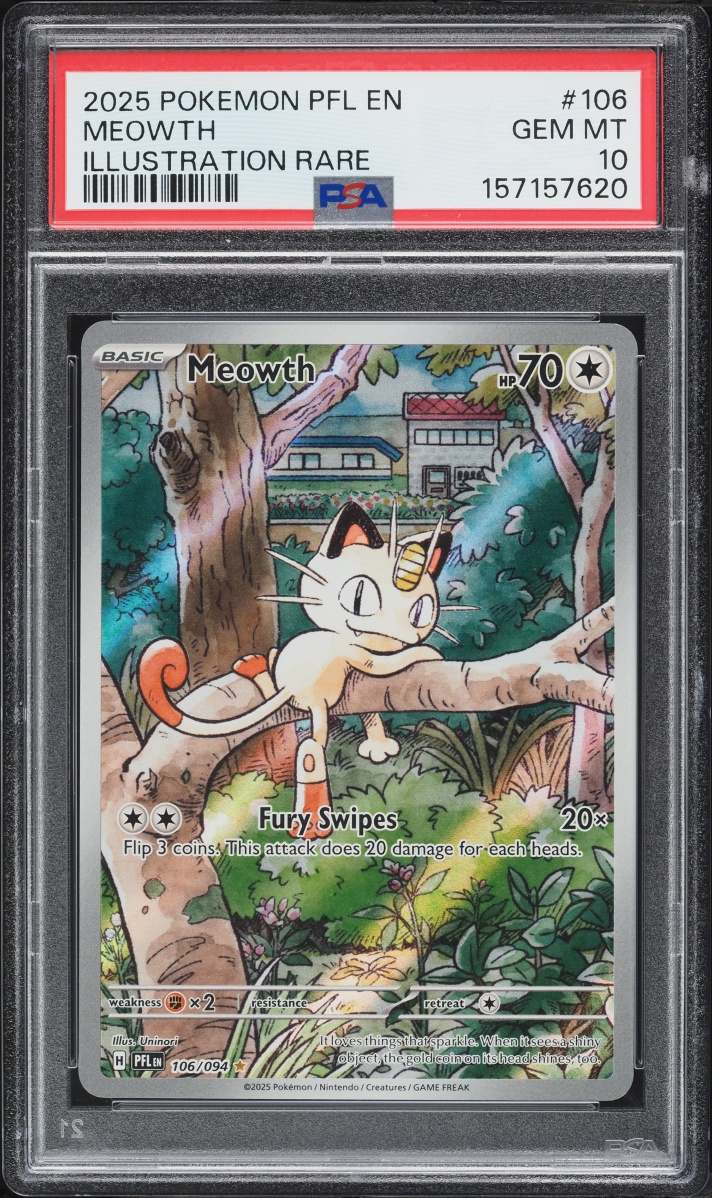 2025 Pokemon Mega Evolution Phantasmal Flames IR Meowth #106 PSA 10 GEM MINT