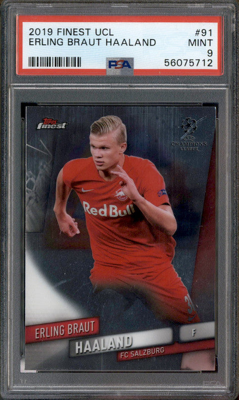 finest erling haaland PSA9 RC おまけ 2019 Finest UEFA Purple Refractor Erling Haaland ROOKIE /250