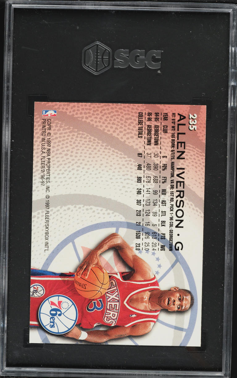 1996 Fleer Basketball Allen Iverson ROOKIE #235 SGC 8 NM-MT
