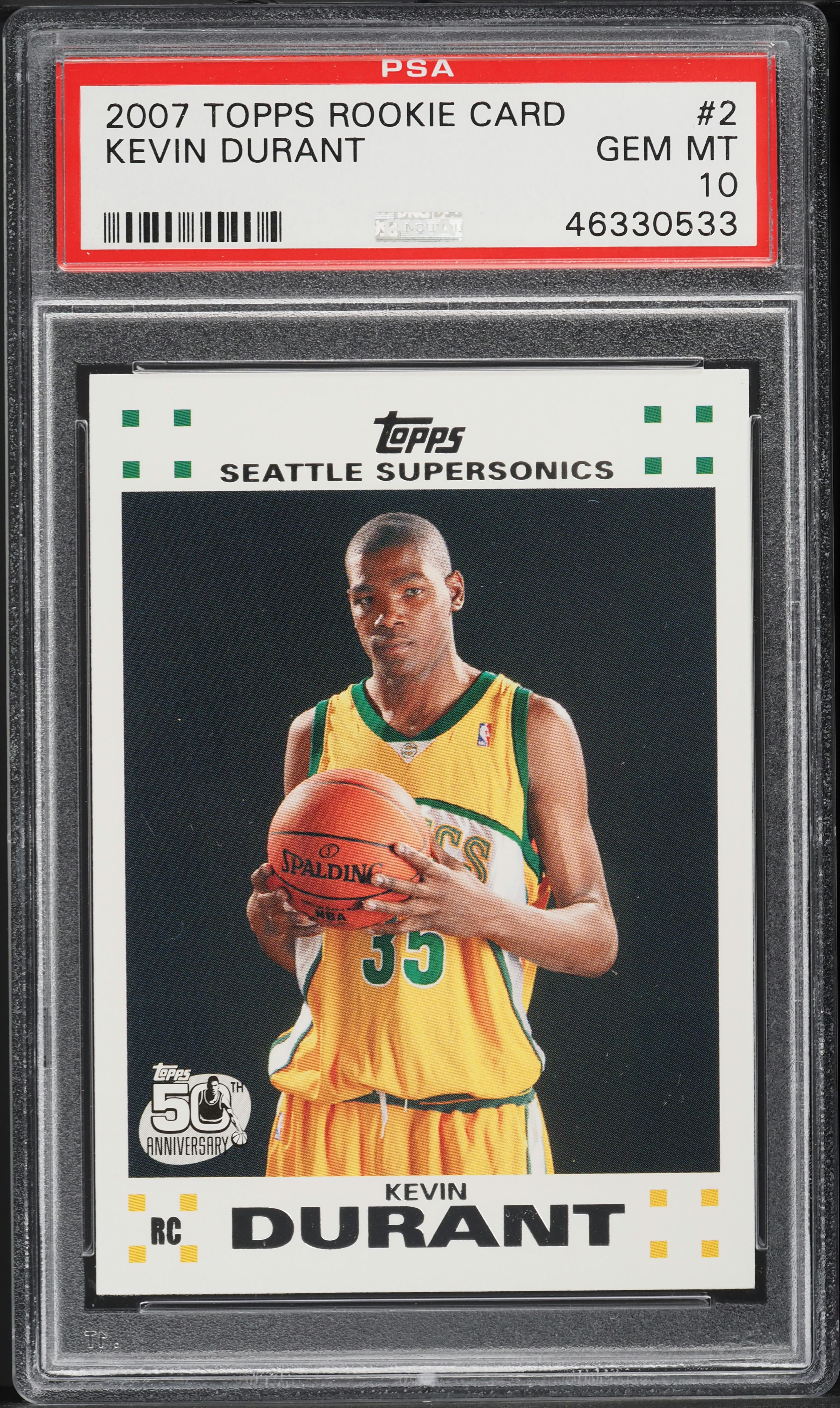 2007 Topps Basketball Kevin Durant ROOKIE #2 PSA 10 GEM MINT