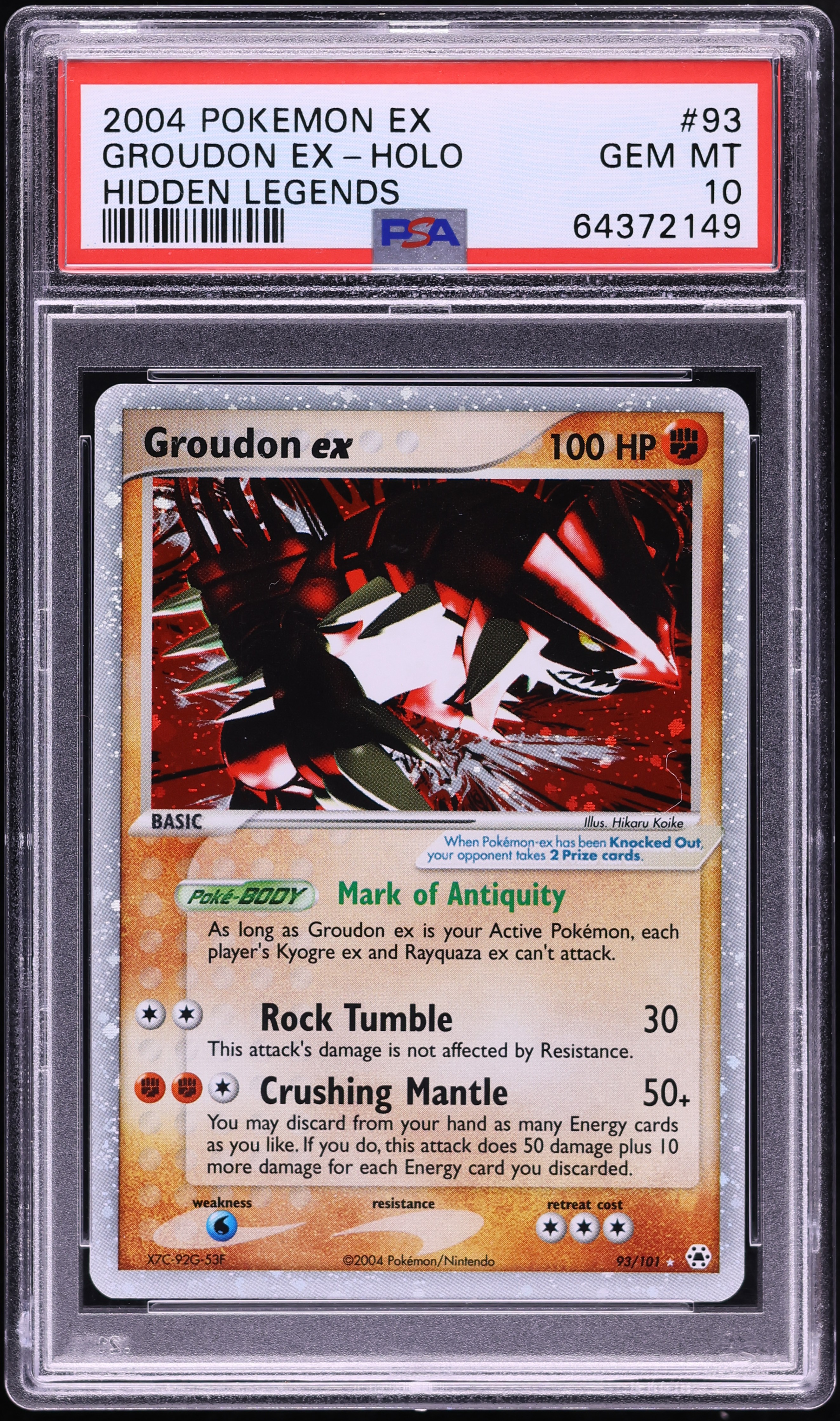 2004 Pokemon EX Hidden Legends Holo Groudon ex #93 PSA 10 GEM MINT