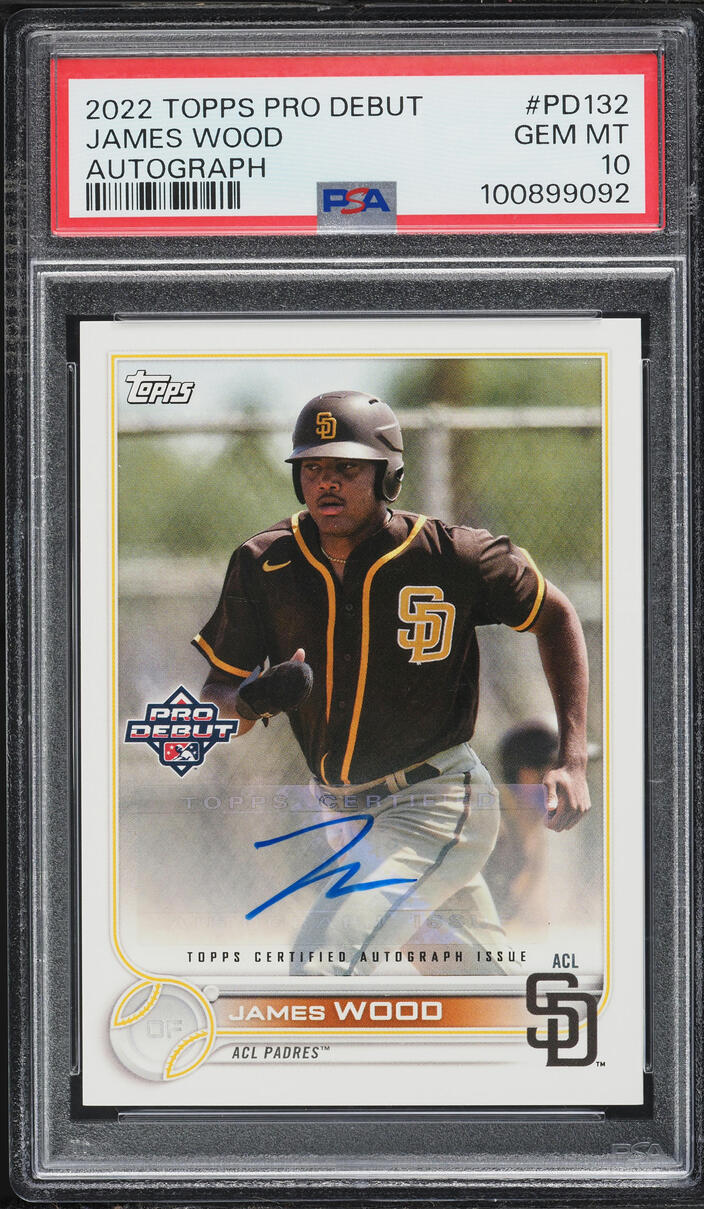2022 Topps Pro Debut James Wood PROSPECT AUTO #PD-132 PSA 10 GEM MINT