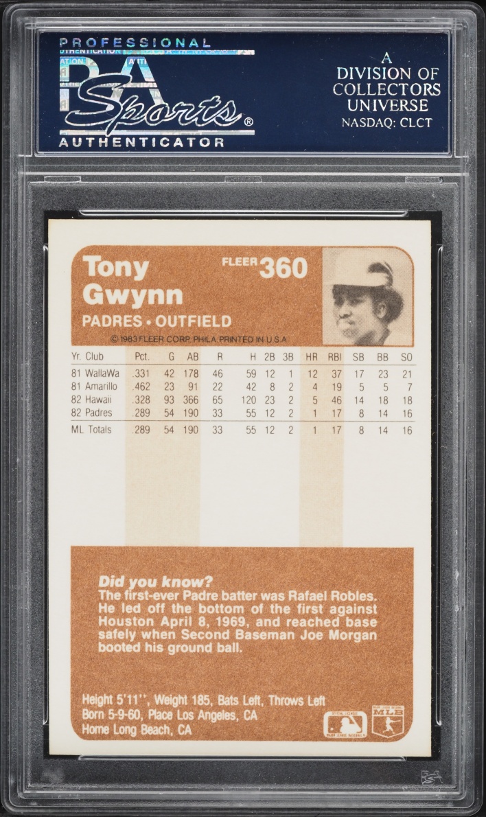 1983 Fleer Tony Gwynn ROOKIE #360 PSA 9 MINT