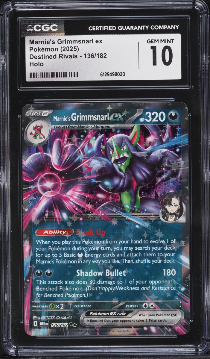 2025 Pokemon Scarlet & Violet Destined Rivals Holo Marnie's Grimmsnarl ex #136 CGC 10 GEM MINT