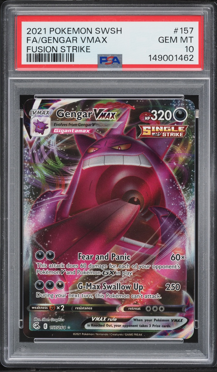 2021 Pokemon Sword & Shield Fusion Strike Full Art Gengar VMAX #157 PSA 10 GEM MINT